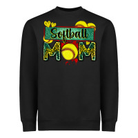 Black softball mom with leopard Heavyweight Sweatshirt - Zillion Design Studio