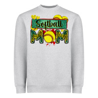 Heather Grey softball mom with leopard Heavyweight Sweatshirt - Zillion Design Studio