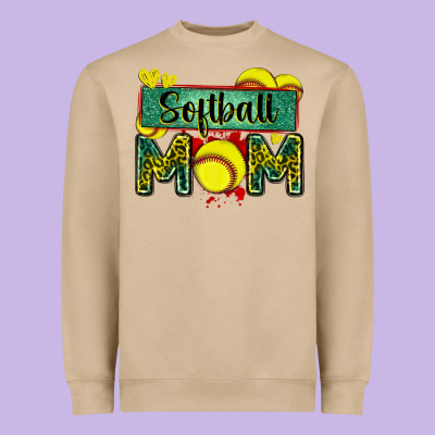 Softball Mom With Leopard Heavyweight Sweatshirt Designed By Zillion Design Studio
