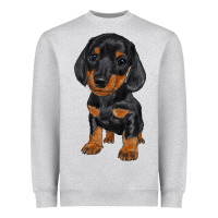 Heather Grey dachshund puppy Heavyweight Sweatshirt - RanaPortraitStore