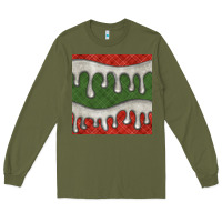 Army Green christmas plaid and white glitter snow seamless pattern Long Sleeve Tee - BundleAndBundleShop