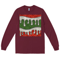 Burgundy christmas plaid and white glitter snow seamless pattern Long Sleeve Tee - BundleAndBundleShop