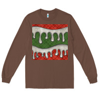 Chestnut christmas plaid and white glitter snow seamless pattern Long Sleeve Tee - BundleAndBundleShop