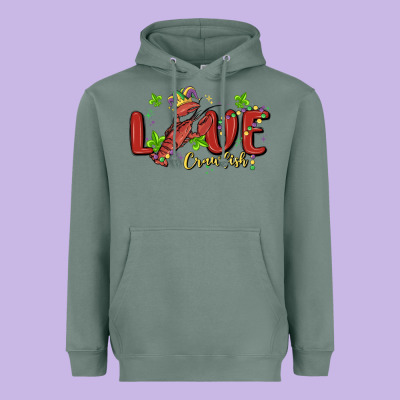 Mardi Gras Love Crawfish Heavyweight Hoodie Designed By Maliassmallbusiness