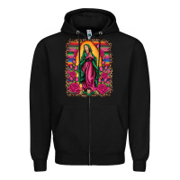 Black our lady of guadalupe serape background Zipper Hoodie - Artiststas