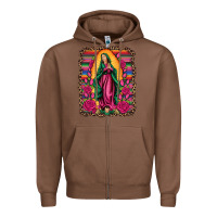 Chestnut our lady of guadalupe serape background Zipper Hoodie - Artiststas
