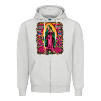 Dove Grey our lady of guadalupe serape background Zipper Hoodie - Artiststas