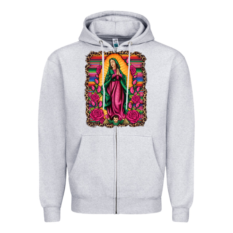 Our Lady Of Guadalupe Serape Background Zipper Hoodie by Artiststas | Teevron