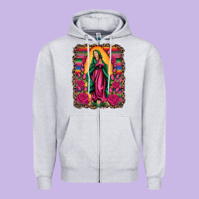 Our Lady Of Guadalupe Serape Background Zipper Hoodie Designed By Artiststas
