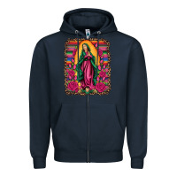 Navy our lady of guadalupe serape background Zipper Hoodie - Artiststas