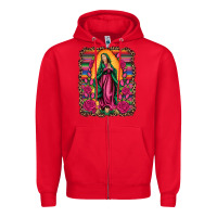 Red our lady of guadalupe serape background Zipper Hoodie - Artiststas