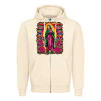 Sandshell our lady of guadalupe serape background Zipper Hoodie - Artiststas