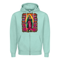 Seafoam our lady of guadalupe serape background Zipper Hoodie - Artiststas