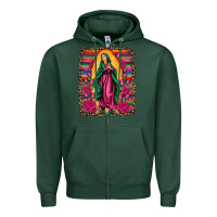 Sports Green our lady of guadalupe serape background Zipper Hoodie - Artiststas