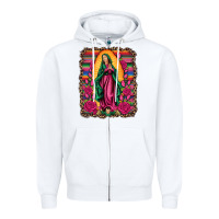 White our lady of guadalupe serape background Zipper Hoodie - Artiststas