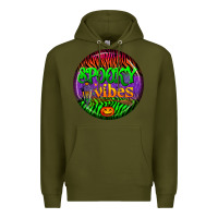 Army Green halloween round earrings 2 Premium Hoodie - BundleAndBundleShop