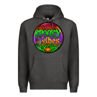 Charcoal Heather halloween round earrings 2 Premium Hoodie - BundleAndBundleShop