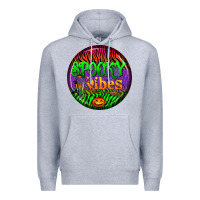 Heather Grey halloween round earrings 2 Premium Hoodie - BundleAndBundleShop