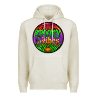 Oatmeal Heather halloween round earrings 2 Premium Hoodie - BundleAndBundleShop