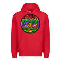 Red halloween round earrings 2 Premium Hoodie - BundleAndBundleShop