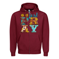 Burgundy just pray western sunflowers Zipper Hoodie - AdoDesignShop