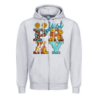 Heather Grey just pray western sunflowers Zipper Hoodie - AdoDesignShop