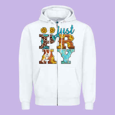 Just Pray Western Sunflowers Zipper Hoodie Designed By Adodesignshop
