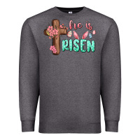 Charcoal Heather he is risen Premium Sweatshirt - MaliasSmallBusiness