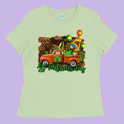 St Patricks Day Loads Of Truck Ladies Tee Designed By Adodesignshop