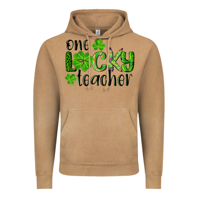 St. Patrick's Day One Lucky Teacher Vintage Hoodie by RanaPortraitStore | Teevron