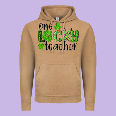 St. Patrick's Day One Lucky Teacher Vintage Hoodie Designed By Ranaportraitstore