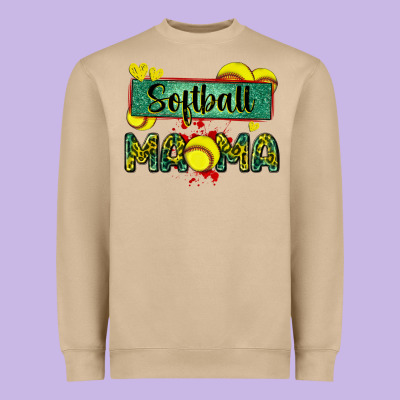 Softball Mama With Leopard Heavyweight Sweatshirt Designed By Zillion Design Studio