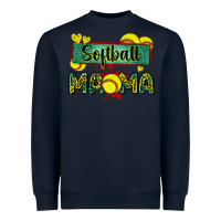 Navy softball mama with leopard Heavyweight Sweatshirt - Zillion Design Studio