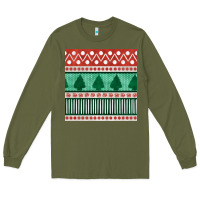 Army Green christmas trees hand drawn seamless pattern Long Sleeve Tee - BundleAndBundleShop
