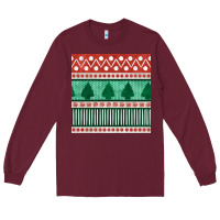 Burgundy christmas trees hand drawn seamless pattern Long Sleeve Tee - BundleAndBundleShop