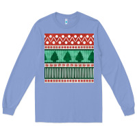 Colony Blue christmas trees hand drawn seamless pattern Long Sleeve Tee - BundleAndBundleShop