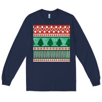 Navy christmas trees hand drawn seamless pattern Long Sleeve Tee - BundleAndBundleShop