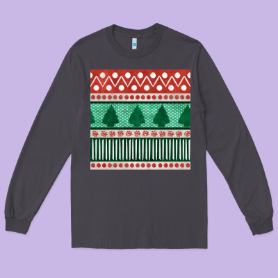 Christmas Trees Hand Drawn Seamless Pattern Long Sleeve Tee Designed By Bundleandbundleshop