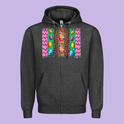 Easter Leopard Egg Bunny Brush Stroke Zipper Hoodie Designed By Artiststas