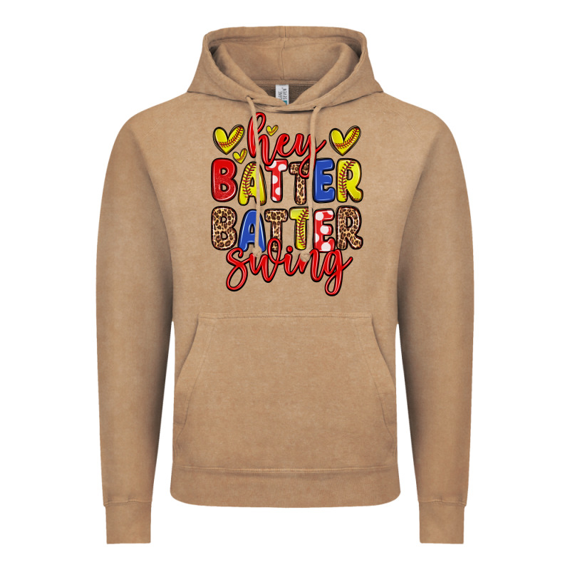 Hey Batter Batter Swing Softball Vintage Hoodie by Zillion Design Studio | Teevron