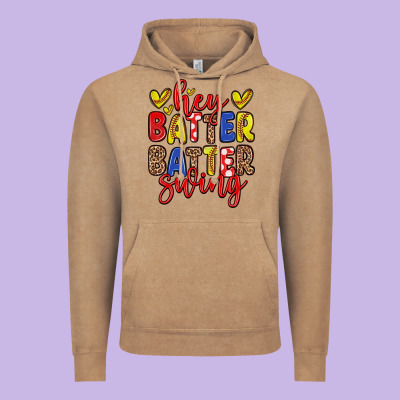 Hey Batter Batter Swing Softball Vintage Hoodie Designed By Zillion Design Studio