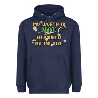 Navy my worth is not defined by my size Heavyweight Hoodie - MaliasSmallBusiness