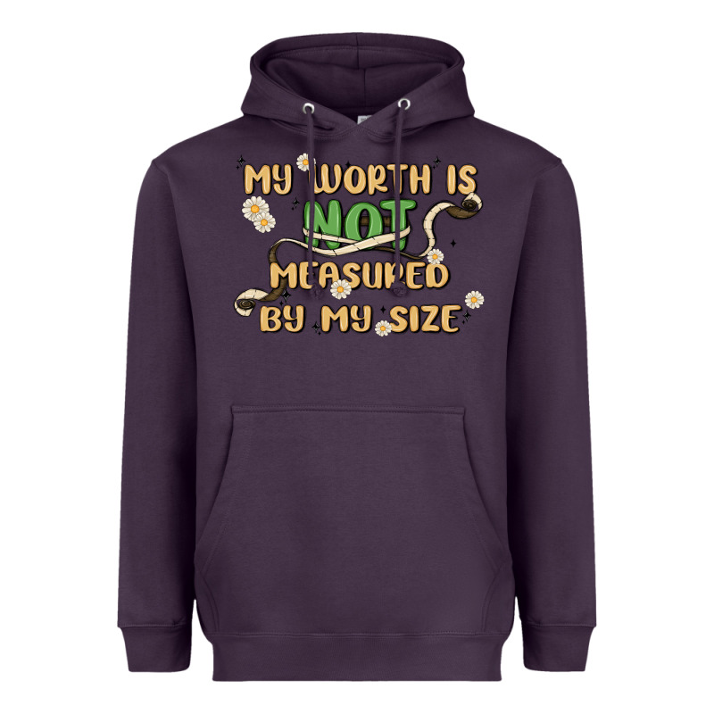 My Worth Is Not Defined By My Size Heavyweight Hoodie by MaliasSmallBusiness | Teevron