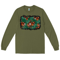 Army Green christmas gift box and leopard background Long Sleeve Tee - BundleAndBundleShop