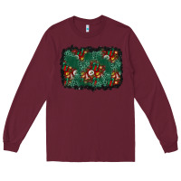 Burgundy christmas gift box and leopard background Long Sleeve Tee - BundleAndBundleShop