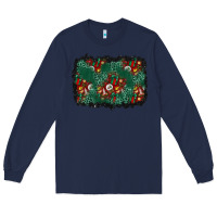 Navy christmas gift box and leopard background Long Sleeve Tee - BundleAndBundleShop