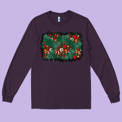 Christmas Gift Box And Leopard Background Long Sleeve Tee Designed By Bundleandbundleshop