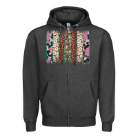 Charcoal Heather easter leopard cowhide bunny brush stroke Zipper Hoodie - Artiststas