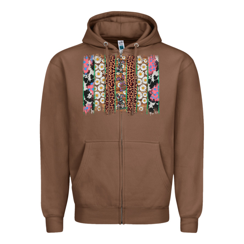 Easter Leopard Cowhide Bunny Brush Stroke Zipper Hoodie by Artiststas | Teevron