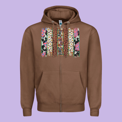 Easter Leopard Cowhide Bunny Brush Stroke Zipper Hoodie Designed By Artiststas